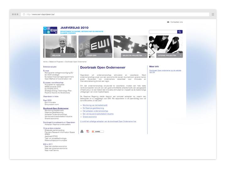 Departement Economie, Wetenschap en Innovatie - Website Yearly Report 2010