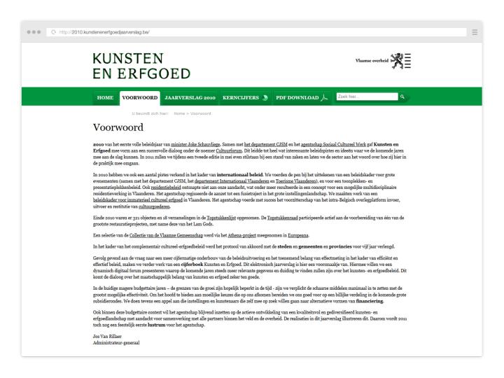 Kunsten en Erfgoed - Website Yearly Report 2010