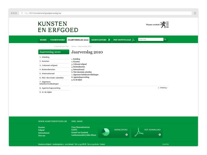 Kunsten en Erfgoed - Website Yearly Report 2010