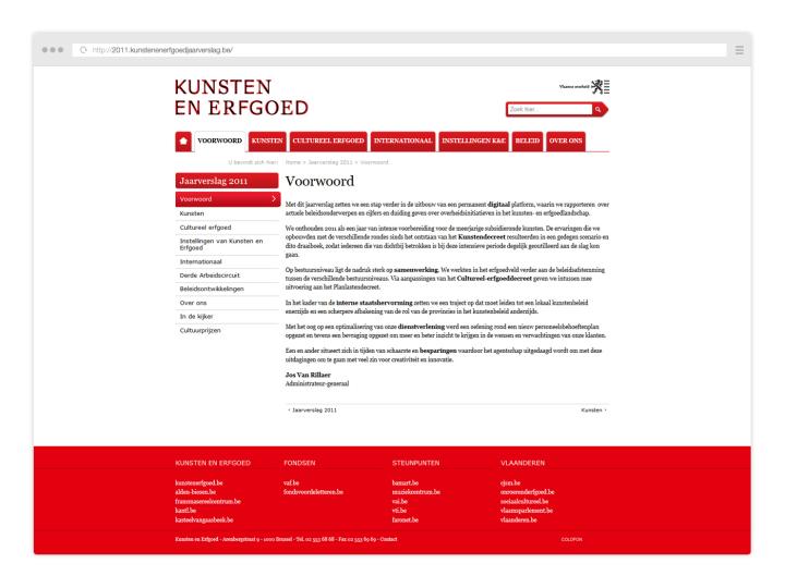 Kunsten en Erfgoed - Website Yearly Report 2011