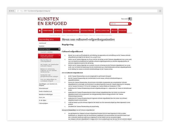 Kunsten en Erfgoed - Website Yearly Report 2011