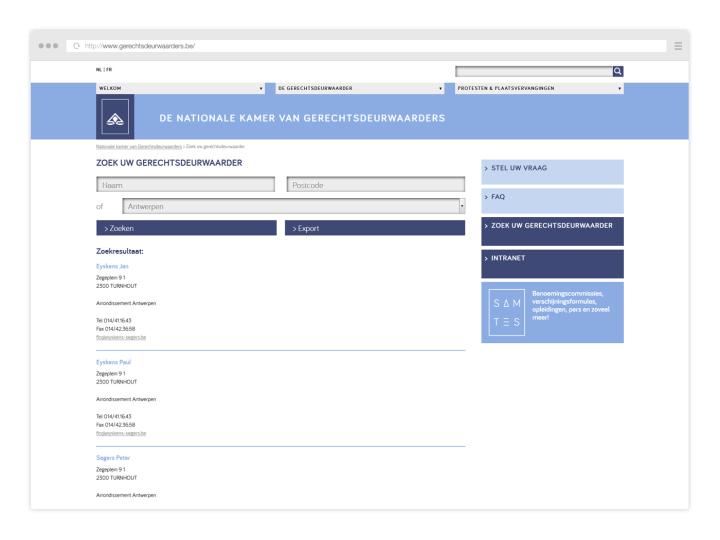 Nationale Kamer van Gerechtsdeurwaarders - Website